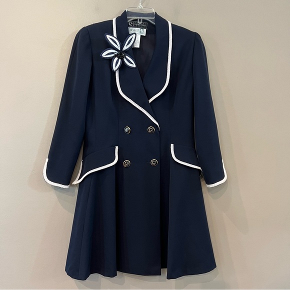 Candice Fraiberger Paris Jackets & Blazers - VTG Candice Fraiberger Paris French Peplum Dress Jacket Wool Navy 8 Embroidered